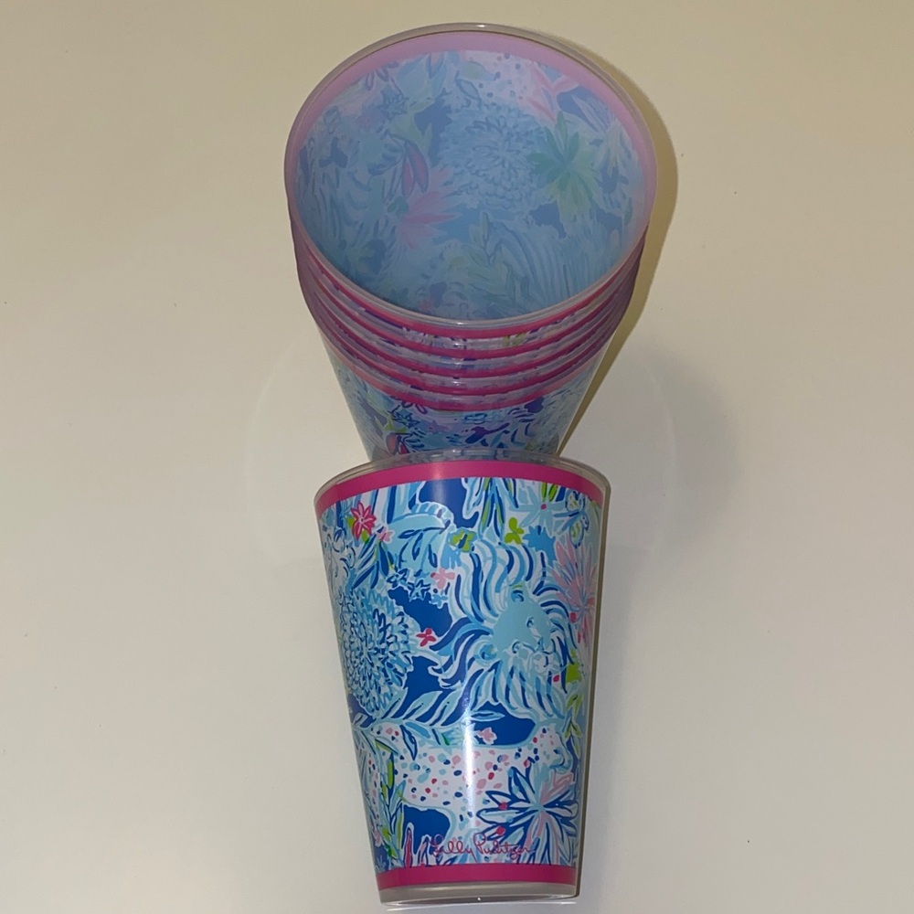 Lilly Pulitzer Pool Cups Set Amalfi Blue Best Fishes